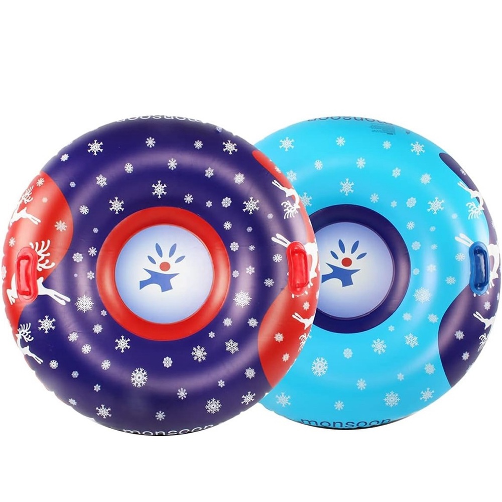 Luxury Snow Tubes for Sledding Heavy Duty Sleds with Handles for Adults - 2-Pack